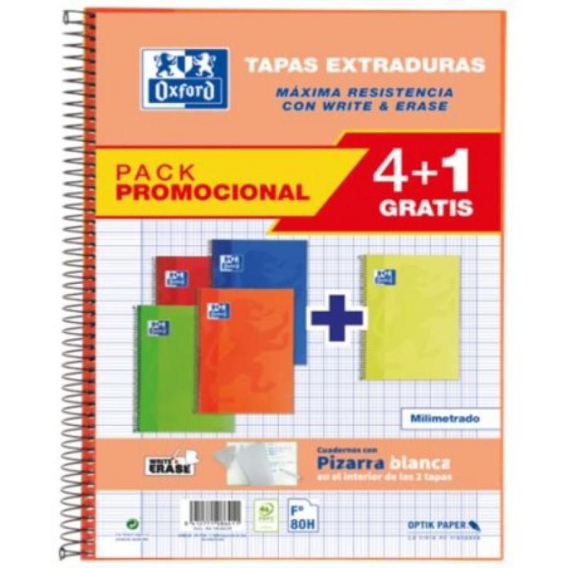 BLOC OXFORD PACK 4+1 Fº 80 H MM DURAS VIVOS