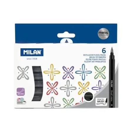 ROTULADOR MILAN PINCEL METALIZADO C/6