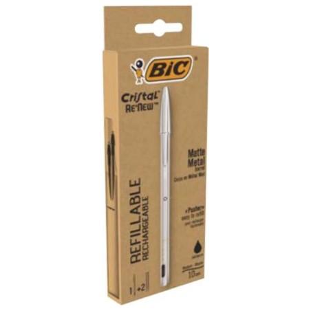 BOLIGRAFO BIC CRISTAL RE´NEW NEGRO + 2 REC