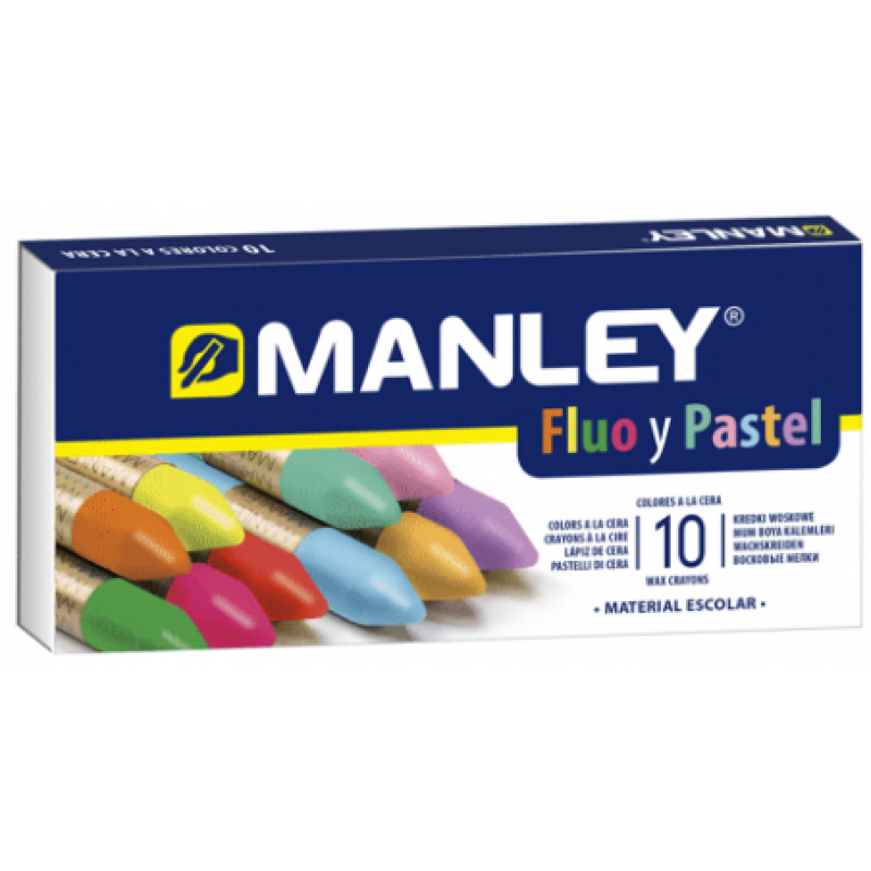 CERAS MANLEY C/10 FLUO Y PASTEL SURTIDAS