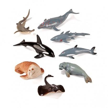 ANIMALES MARINOS 8 Figuras / Bote con asa