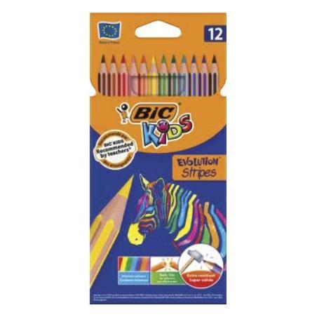 LAPICES BIC KIDS EVOLUTION STRIPES C/12