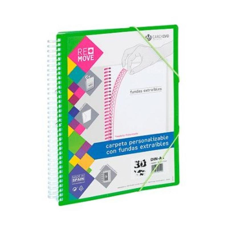 CARPETA MULTIFUNDAS ESPIRAL A4 REMOVE 40 H. VERDE FLUOR