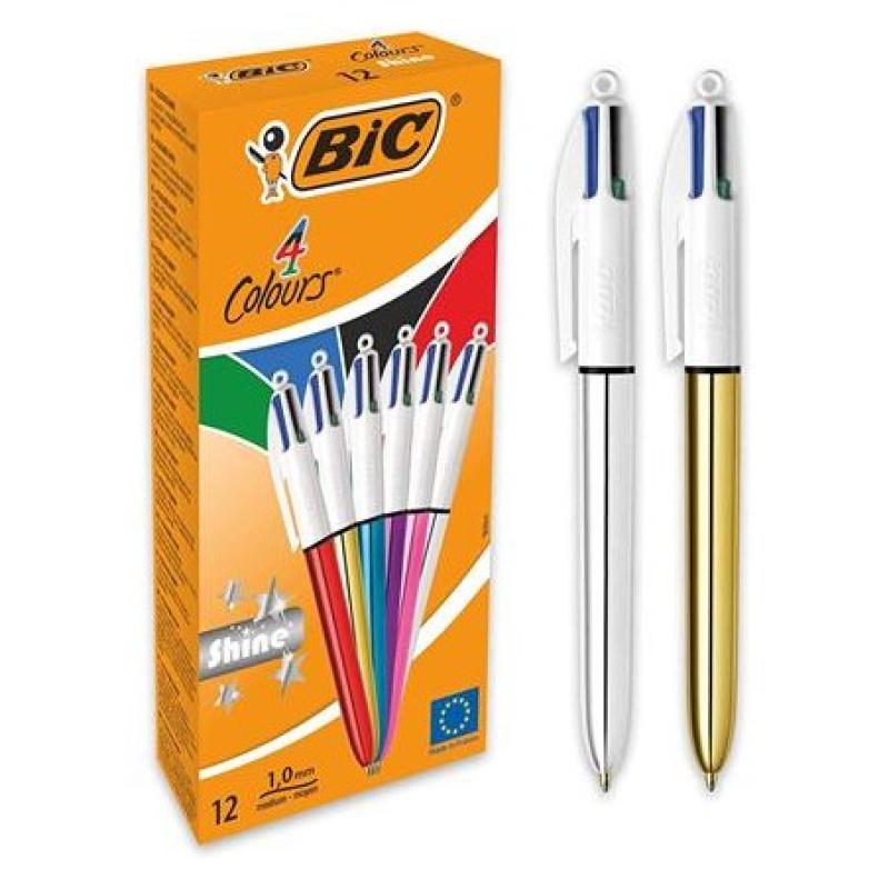 BOLIGRAFO BIC 4 COLORES SHINE AST