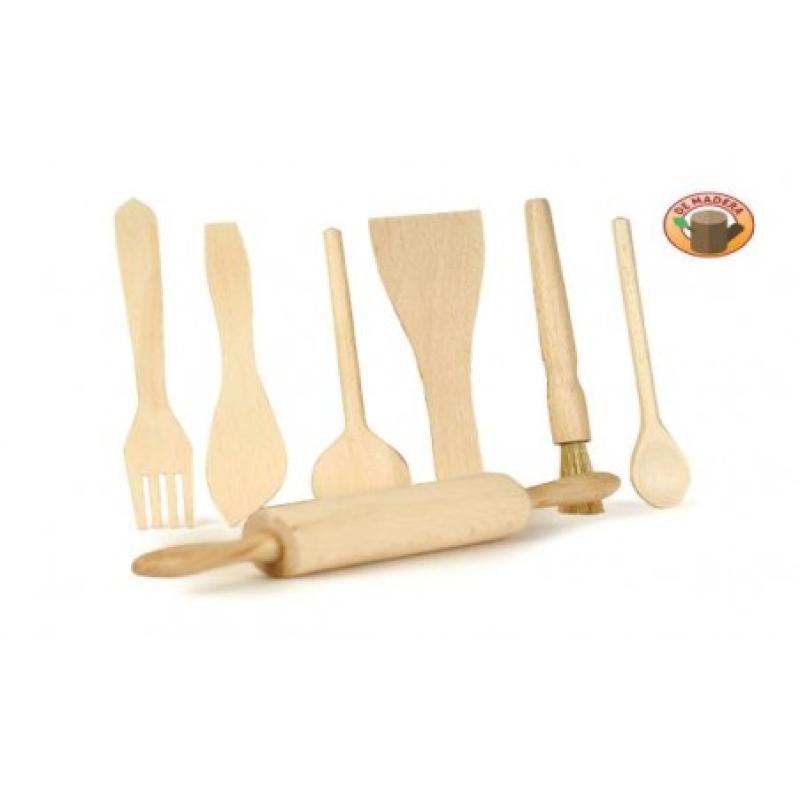 SET DE 7 UTENSILIOS COCINA DE MADERA