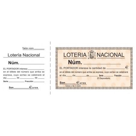 TALONARIO LOAN LOTERIA 1/2 DEL CUARTO