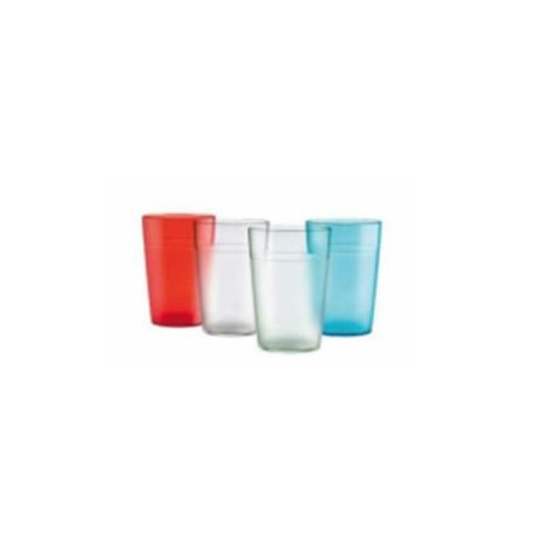 VASO TRASLUCIDO DE POLICARB. 250 CC. ROJO CEREZA