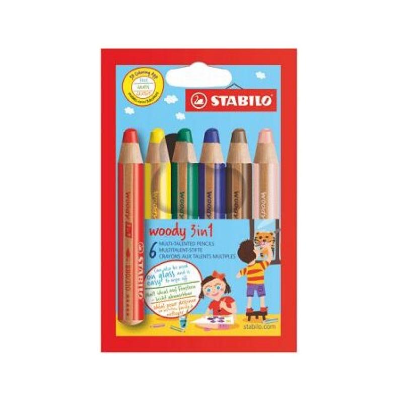 LAPICES STABILO WOODY 3 EN 1 COLORES SURT C/6