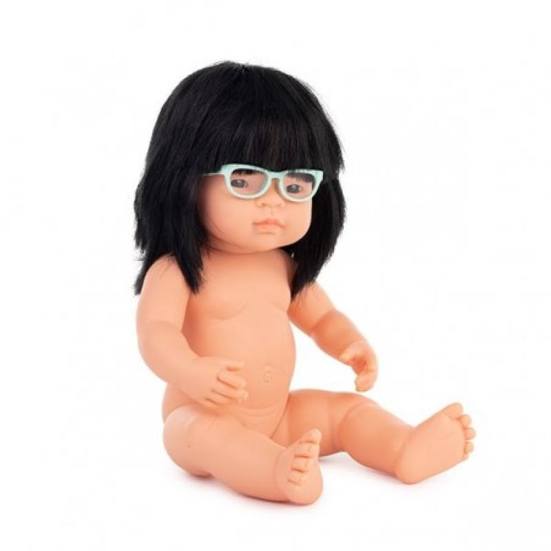 MUÑECA BEBE ASIATICA CON GAFAS 38 CM