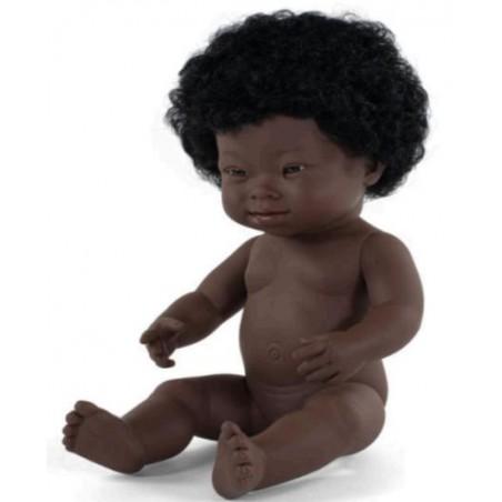 MUÑECA BEBE AFRICANO SINDROME DOWN 38 CM