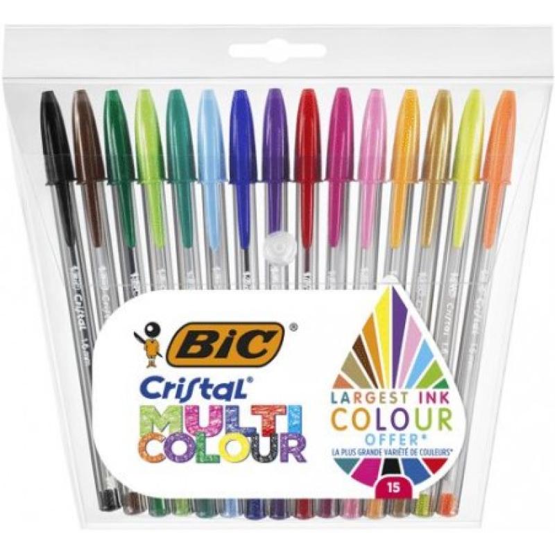 BOLIGRAFO BIC CRISTAL SET 15 COLORES