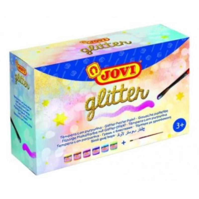 GLITTER BOTES TEMPERA 55 ML SURTIDOS+PINCEL C/6