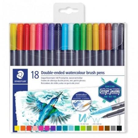 ROTULADOR DOBLE PUNTA ACUARELABLE STAEDTLER C/18