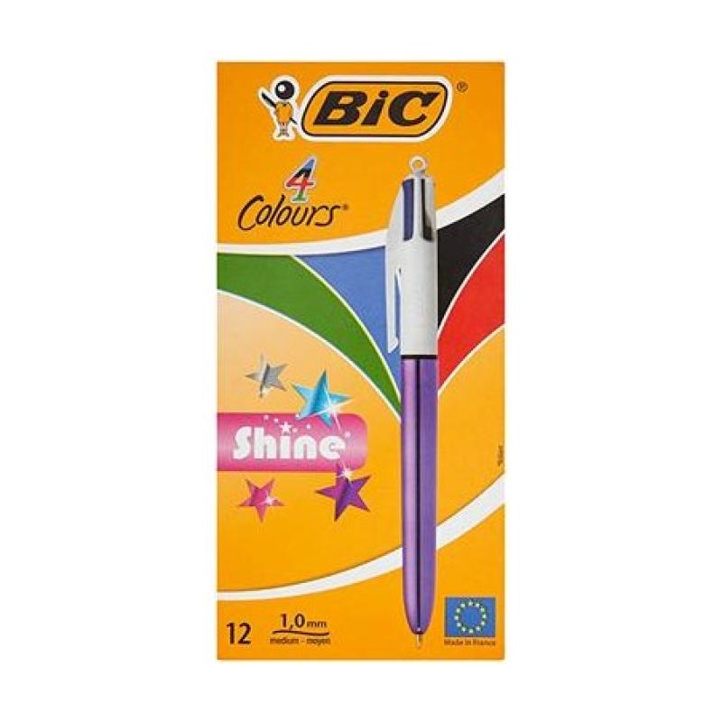 BOLIGRAFO BIC 4 COLORES SHINE PURPURA