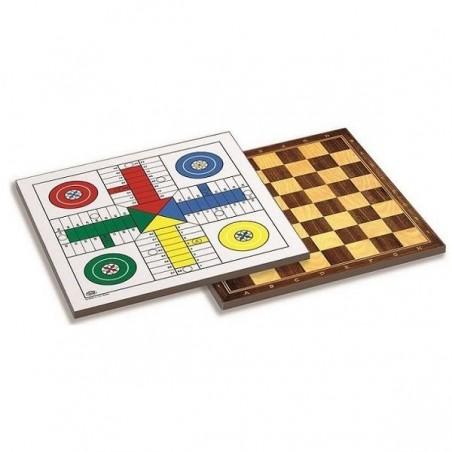 TABLERO PARCHIS-AJEDREZ 40 X 40 CM