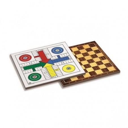 TABLERO PARCHIS-AJEDREZ 33 X 33 CM