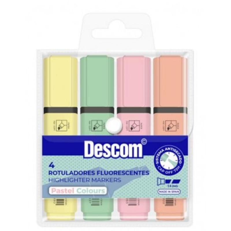 ROTULADOR FLUOR PASTEL DESCOM SURTIDO B/4